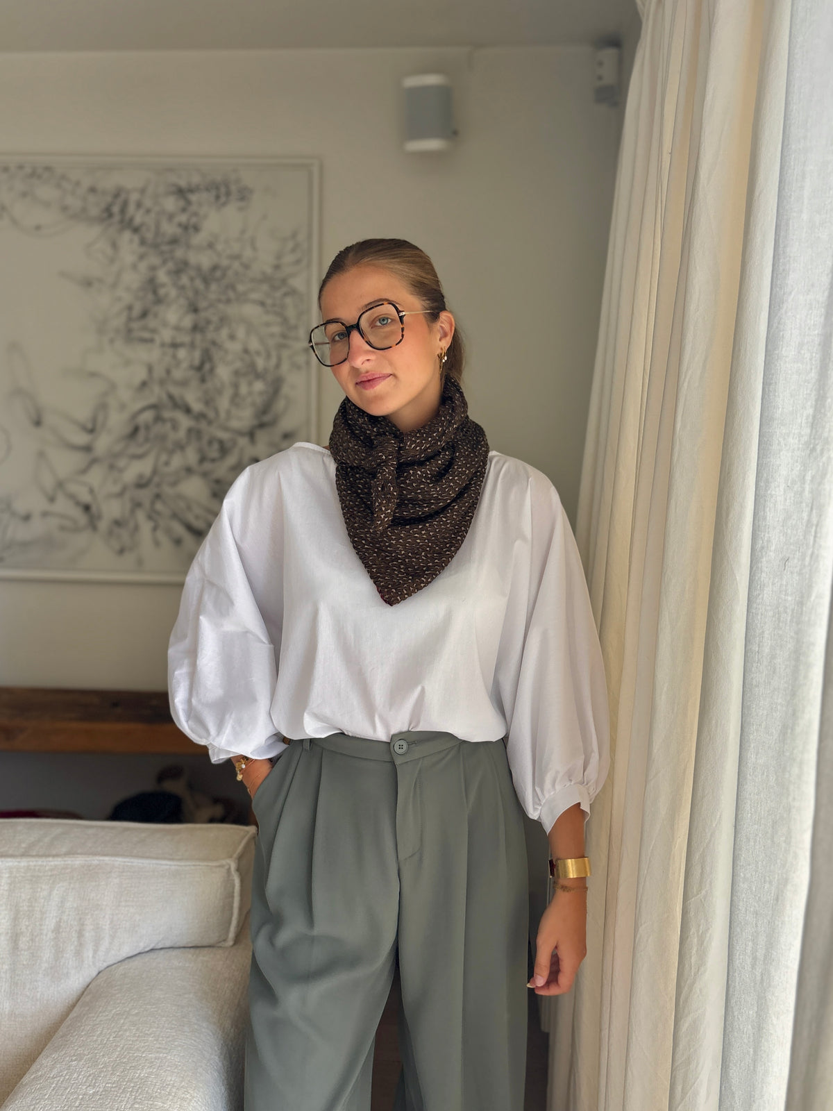 Foulard Léopard kaki