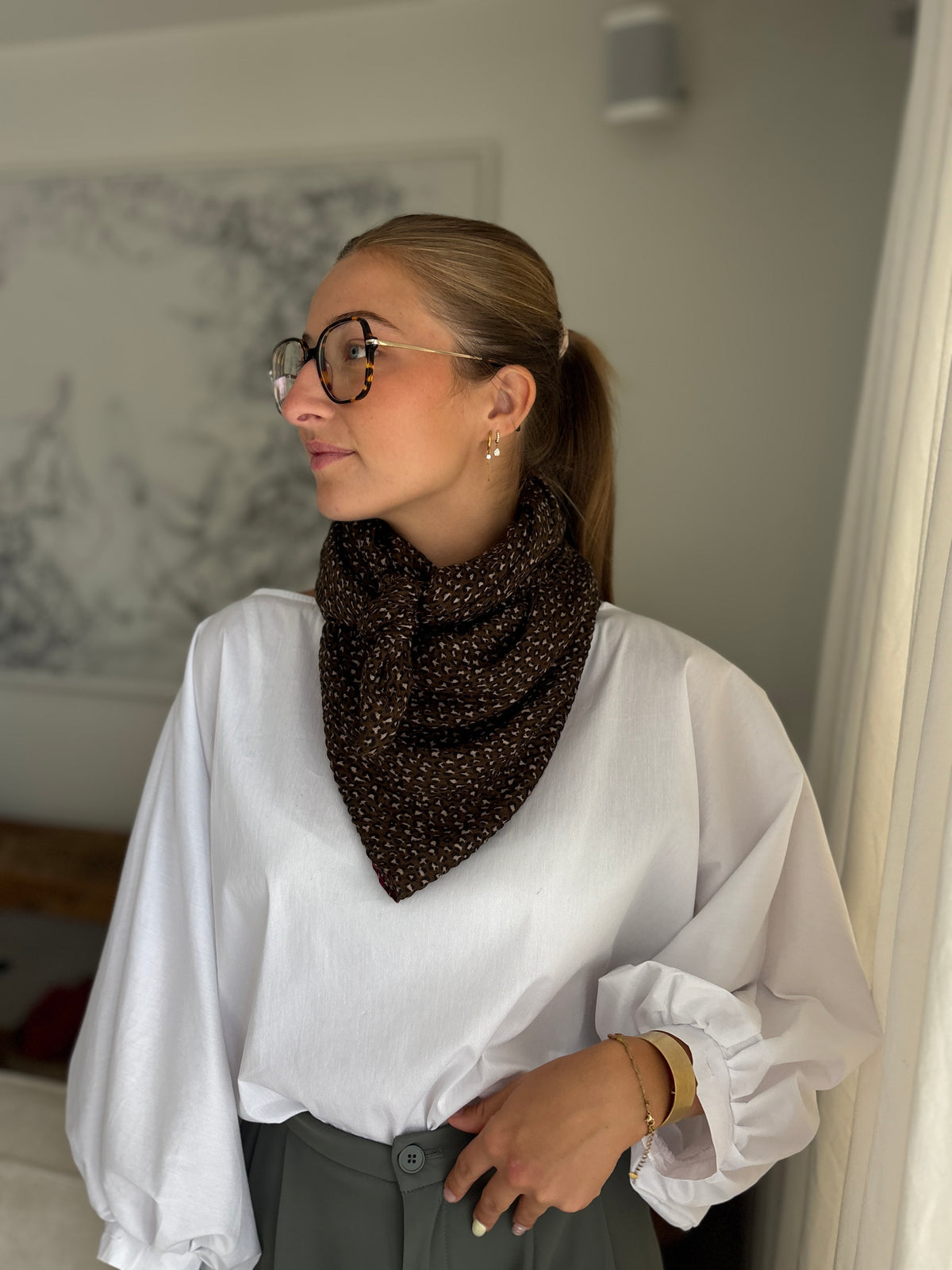 Foulard Léopard kaki